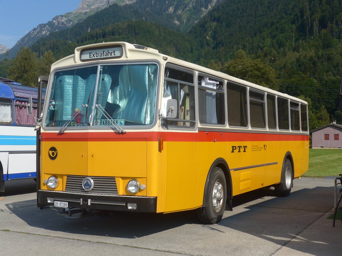 (227'498) - Simoncini, Dllikon - ZH 97'186 - Saurer/Tscher (ex Lambach, Rieden; ex Fssler, Winterthur; ex Steiger, Schlatt; ex P 24'647) am 21. August 2021 in Interlaken, Flugplatz