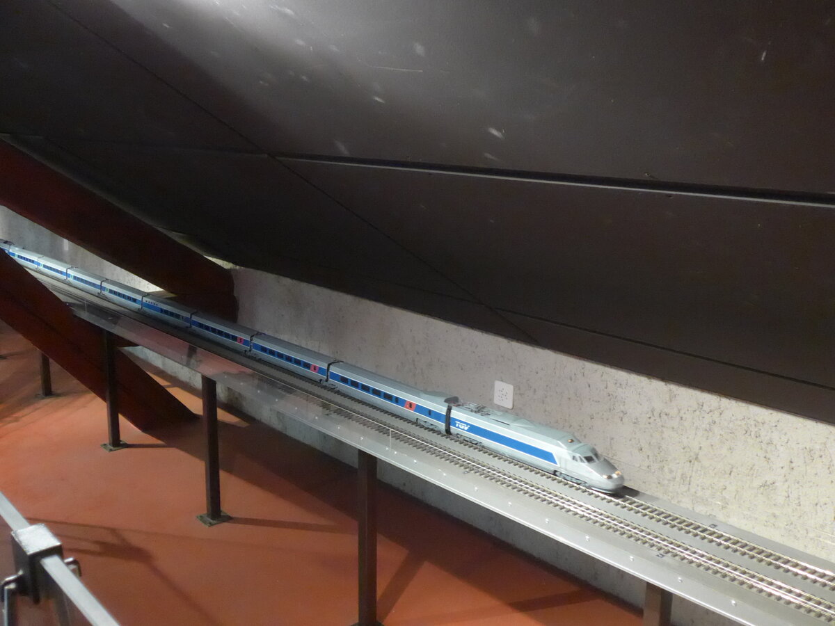 (227'566) - TGV-Modellzug unterwegs am 28. August 2021 in Vallorbe, Muse du fer et du chemin de fer