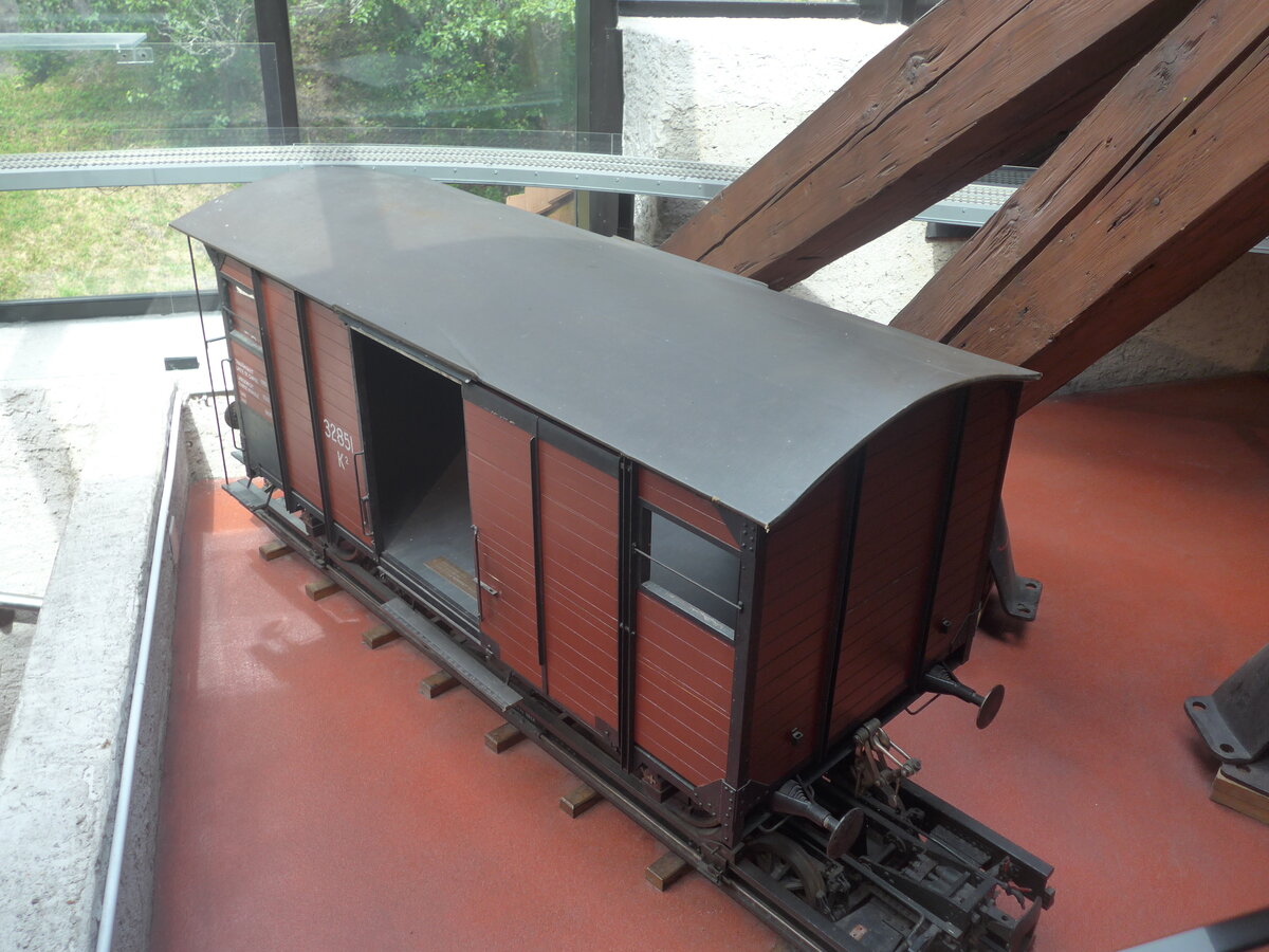 (227'570) - Gterwagen - Nr. 32'851 - am 28. August 2021 in Vallorbe, Muse du fer et du chemin de fer (Modell)
