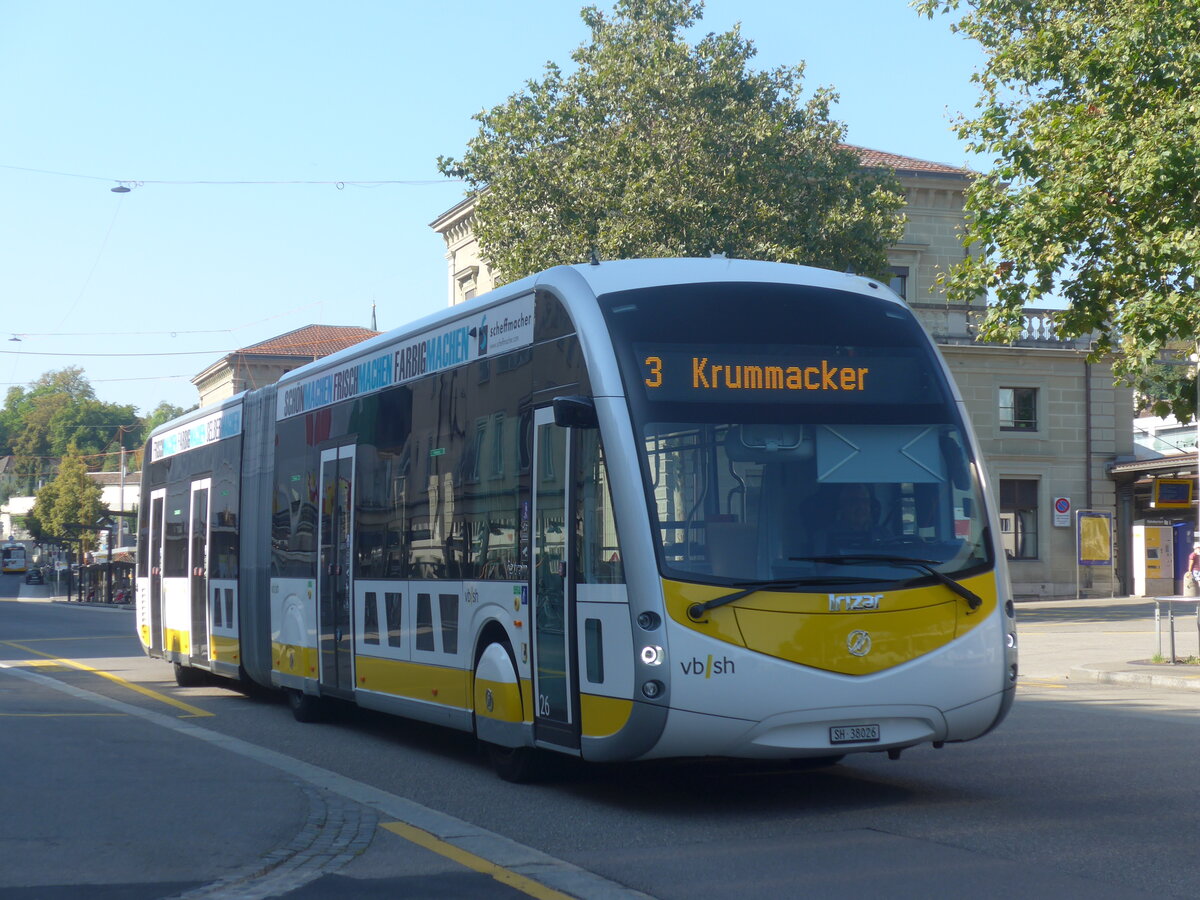 (227'726) - VBSH Schaffhausen - Nr. 26/SH 38'026 - Irizar am 4. September 2021 beim Bahnhof Schaffhausen