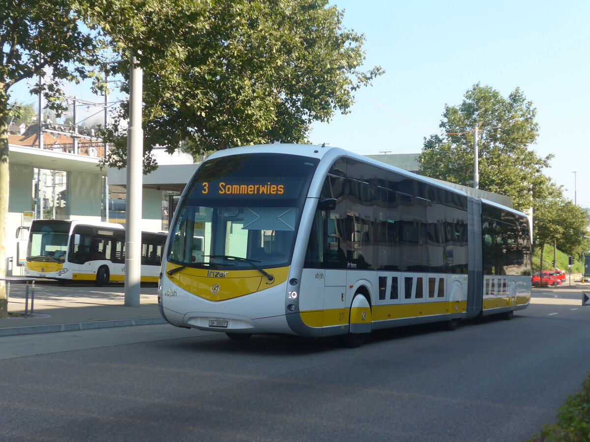 (227'730) - VBSH Schaffhausen - Nr. 27/SH 38'027 - Irizar am 4. September 2021 beim Bahnhof Schaffhausen