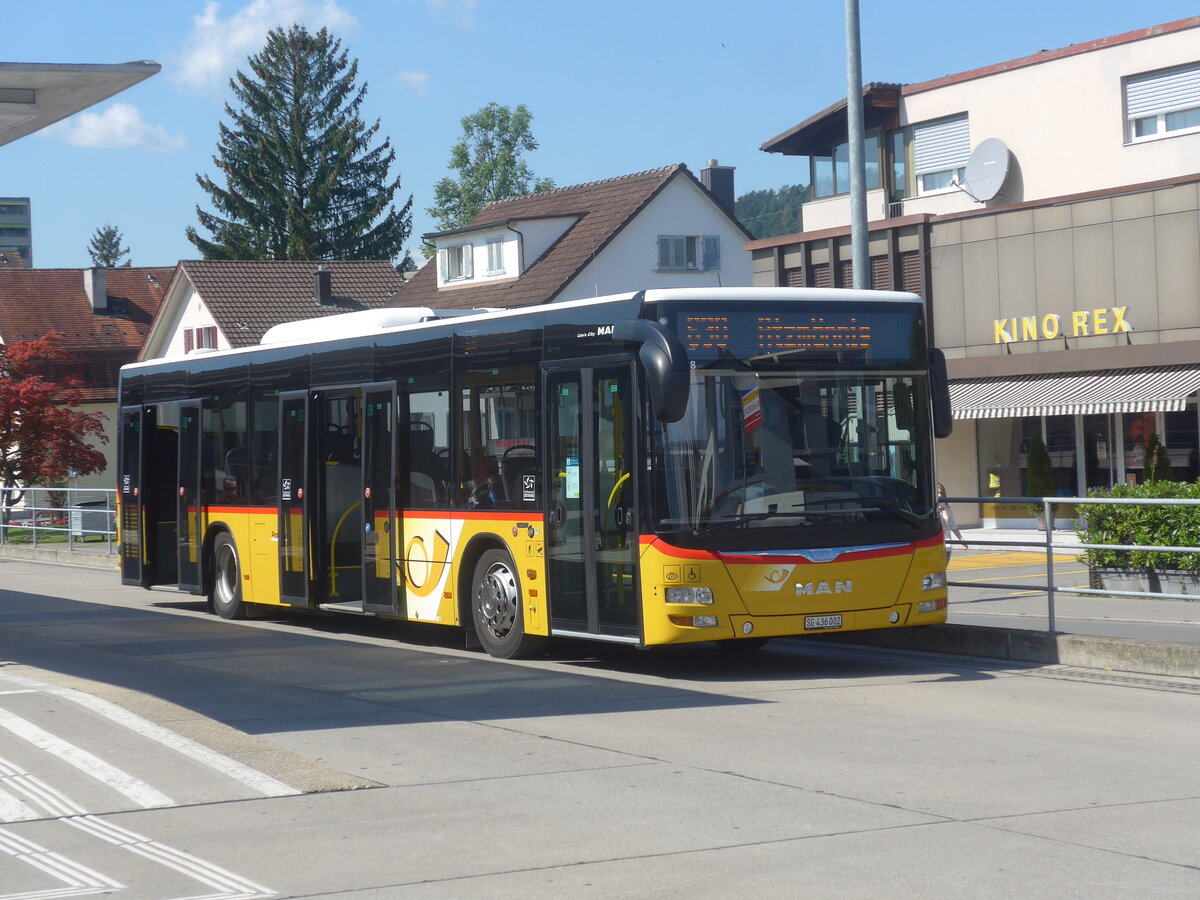 (227'770) - PostAuto Ostschweiz - SG 436'002 - MAN am 4. September 2021 beim Bahnhof Uznach