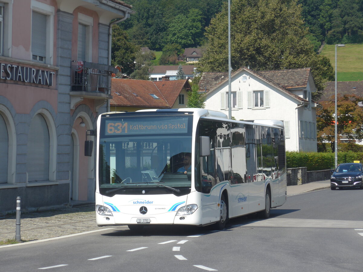 (227'771) - Schneider, Ermenswil - Nr. 8/SG 3783 - Mercedes am 4. September 2021 beim Bahnhof Uznach