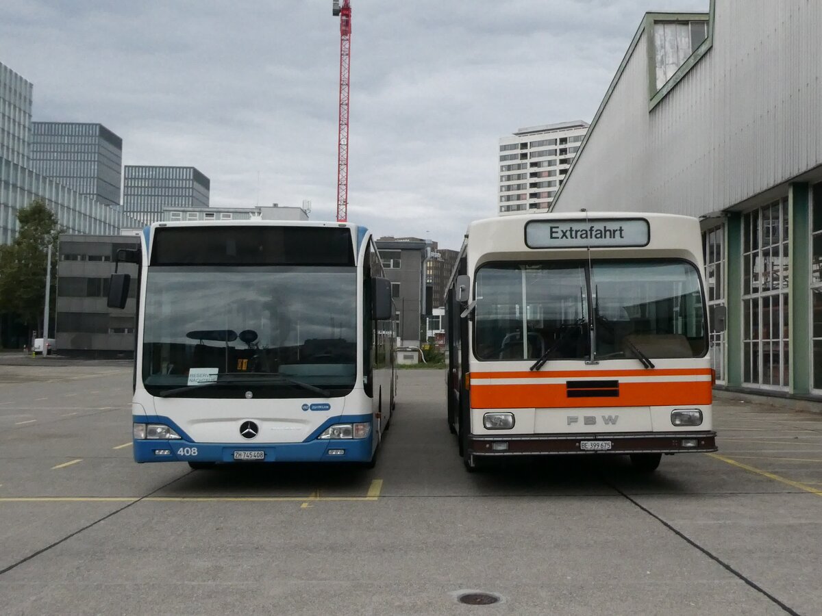 (228'338) - VBZ Zrich - Nr. 408/ZH 745'408 - Mercedes + Wegmller, Mnsingen - BE 399'675 - FBW/R&J (ex Bamert, Wollerau) am 26. September 2021 in Zrich, VBZ-Garage Hardau