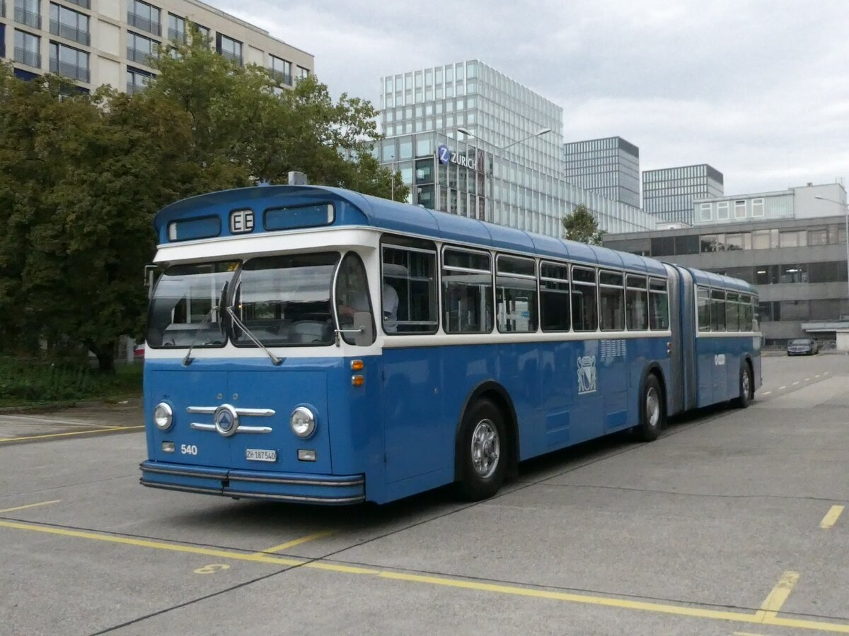 (228'343) - VBZ Zrich (TMZ) - Nr. 540/ZH 187'540 - Saurer/Saurer (ex Nr. 7540; ex Nr. 540) am 26. September 2021 in Zrich, Garage Hardau