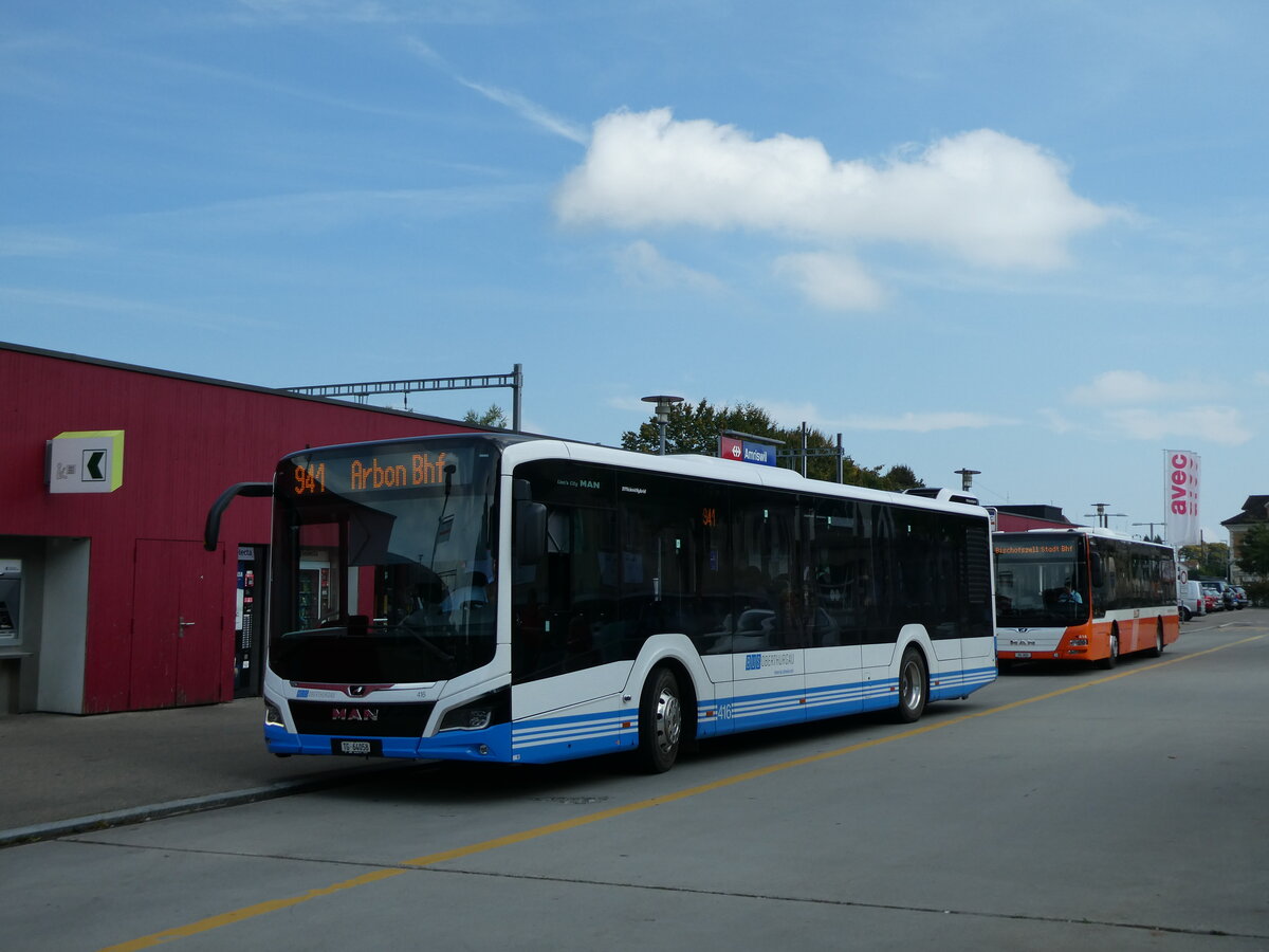 (228'446) - BOTG Amriswil - Nr. 416/TG 64'058 - MAN am 27. September 2021 beim Bahnhof Amriswil