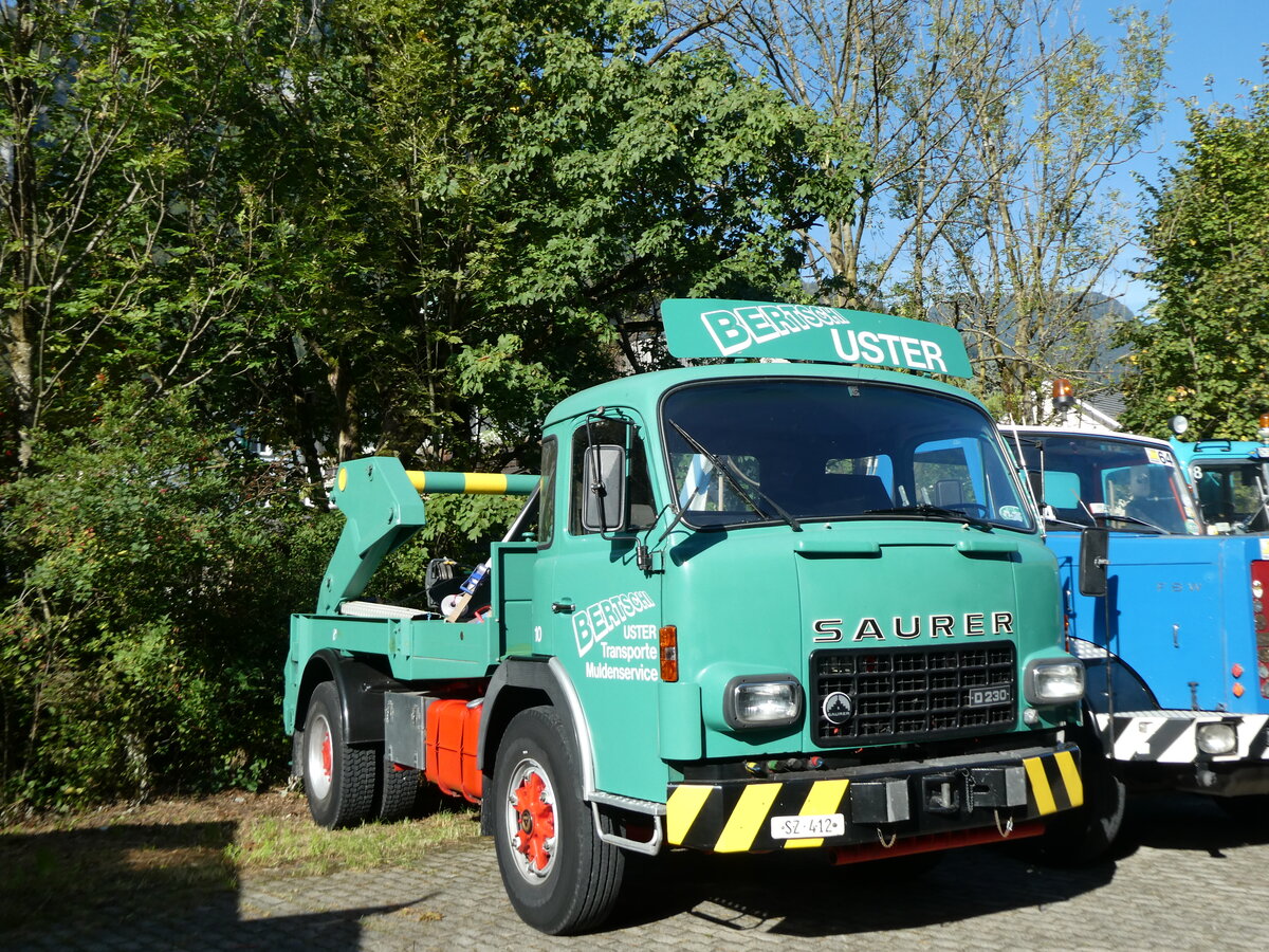 (228'527) - Bertschi, Uster - Nr. 10/SZ 412 - Saurer am 2. Oktober 2021 in Nfels, FBW-Museum