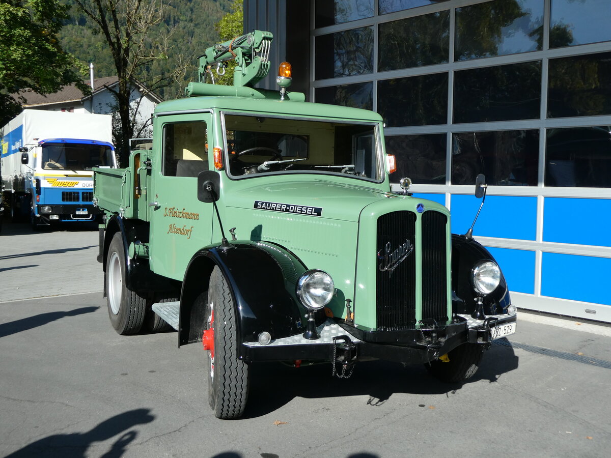 (228'528) - Fleischmann, Altendorf - SZ 529 - am 2. Oktober 2021 in Nfels, FBW-Museum