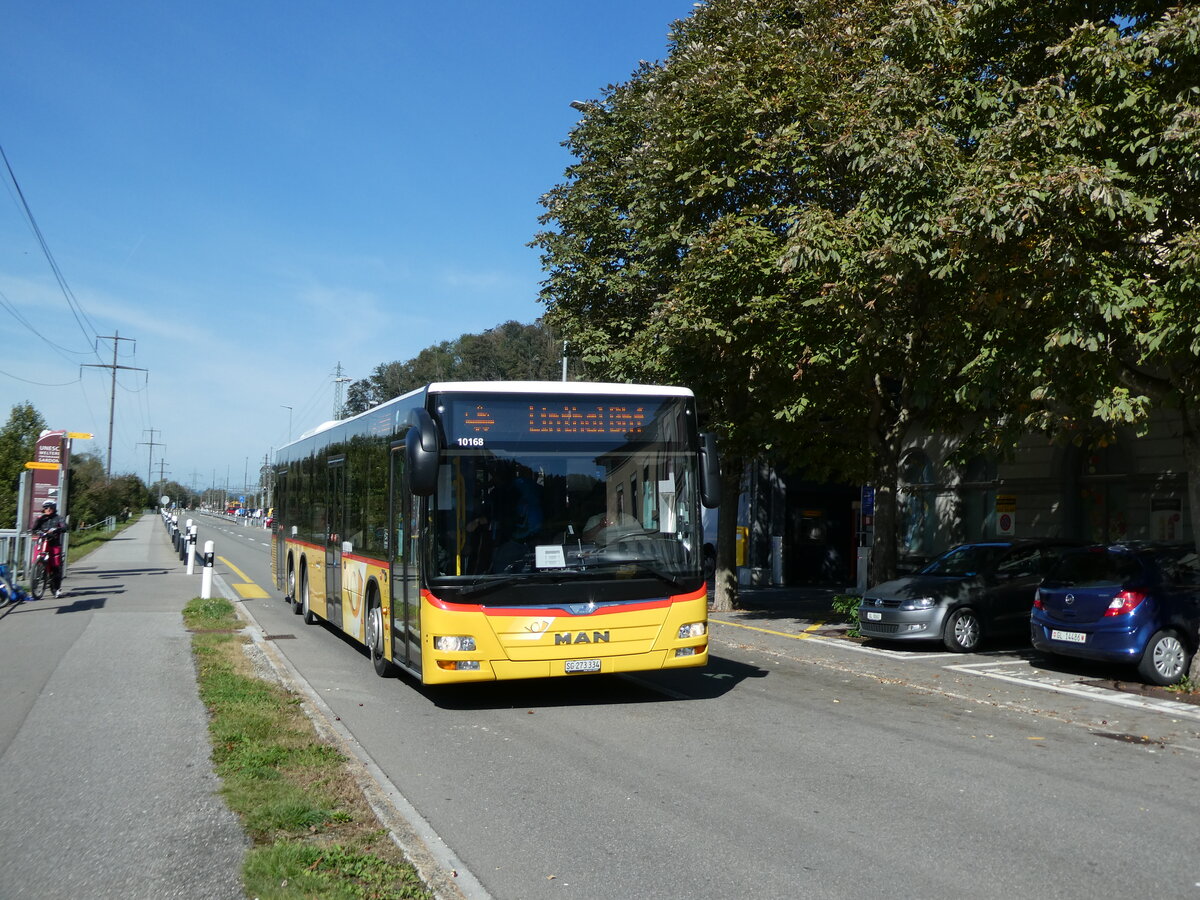(228'579) - PostAuto Ostschweiz - SG 273'334 - MAN am 2. Oktober 2021 beim Bahnhof Ziegelbrcke