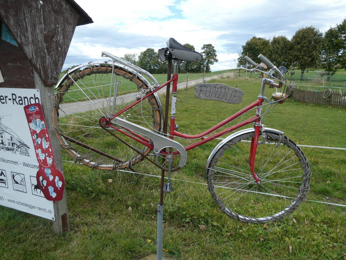 (228'680) - Altes Fahrrad auf Scheidegger-Ranch am 3. Oktober 2021 bei Tramelan