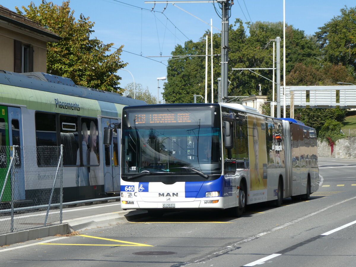 (228'834) - TL Lausanne - Nr. 640/VD 298'833 - MAN am 11. Oktober 2021 beim Bahnhof Prilly-Chasseur