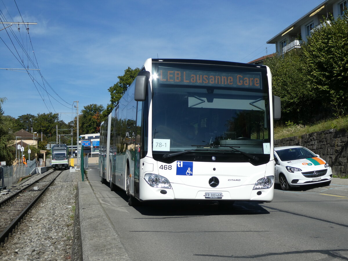 (228'845) - Intertours, Domdidier - Nr. 468/FR 300'468 - Mercedes (ex Nr. 201) am 11. Oktober 2021 beim Bahnhof Prilly-Chasseur (Einsatz TL)