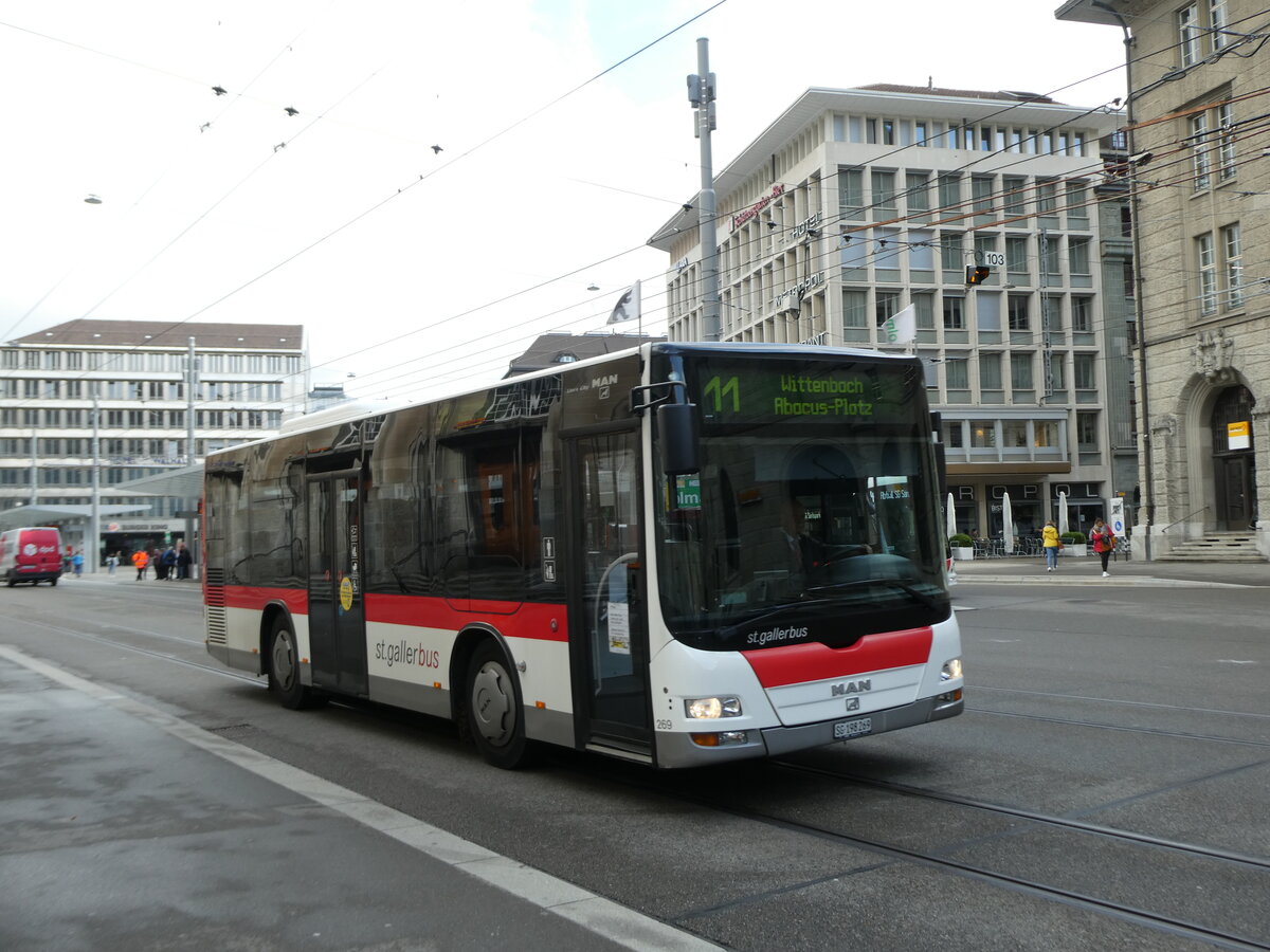 (229'048) - St. Gallerbus, St. Gallen - Nr. 269/SG 198'269 - MAN/Gppel am 13. Oktober 2021 beim Bahnhof St. Gallen