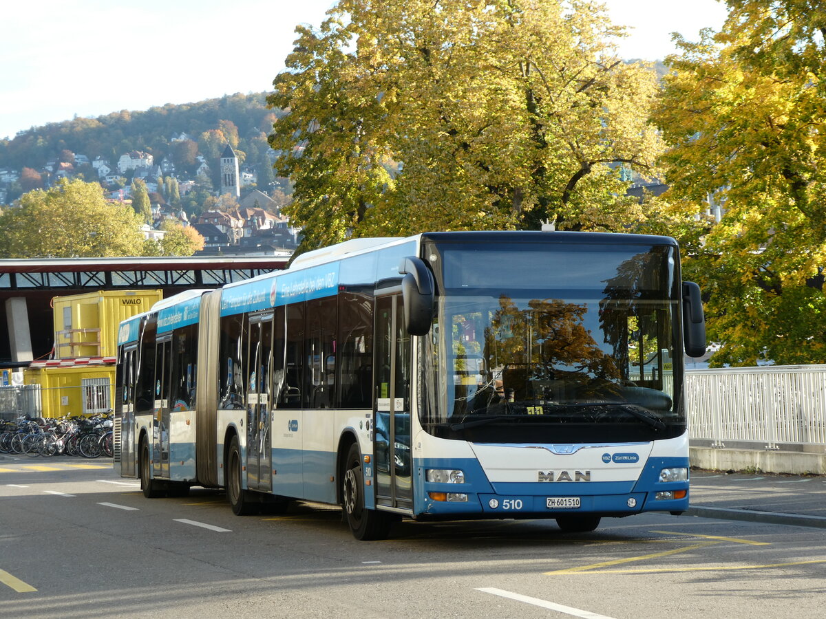 (229'476) - VBZ Zrich - Nr. 510/ZH 601'510 - MAN am 20. Oktober 2021 in Zrich, Sihlpost