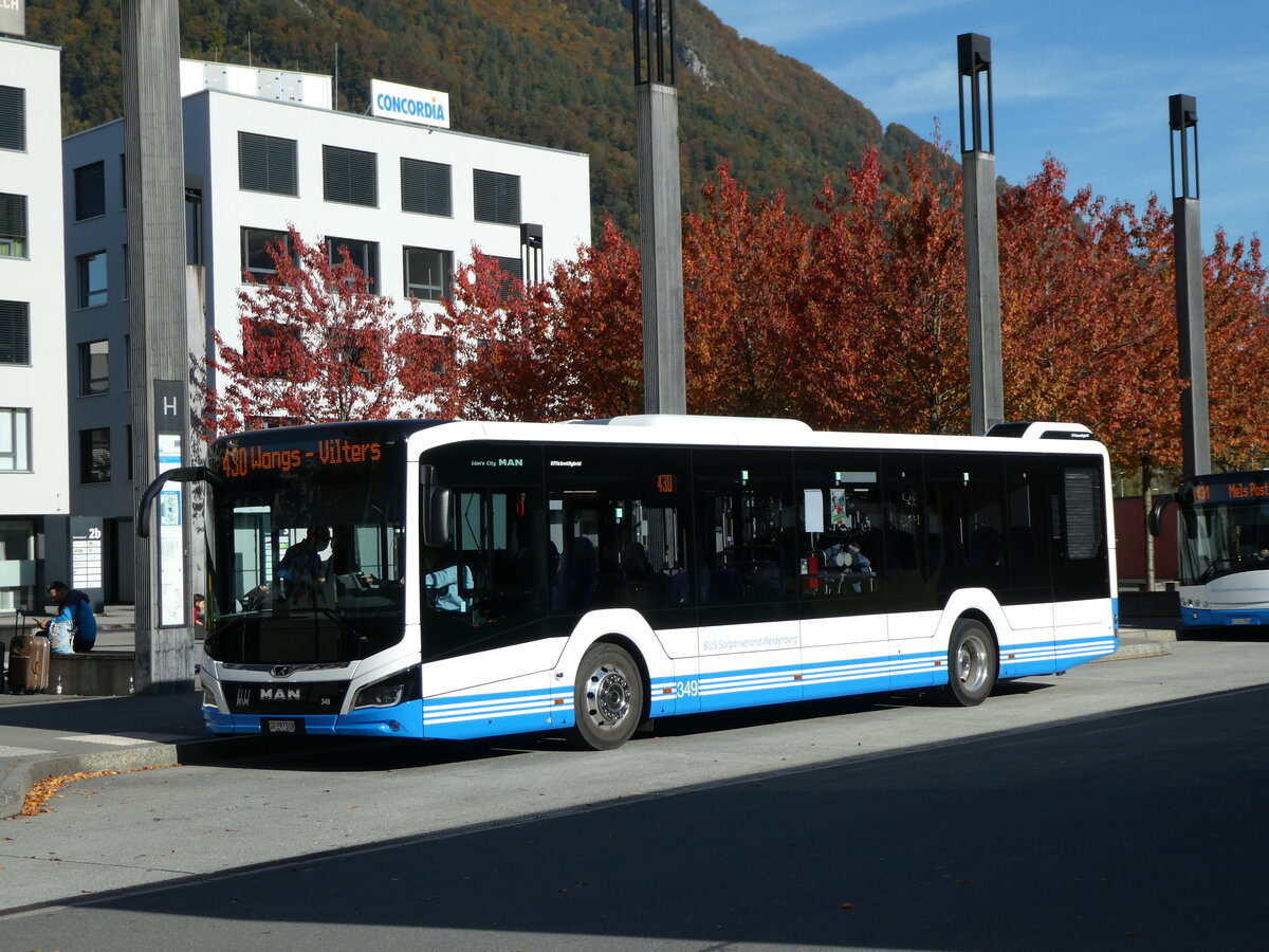 (229'484) - BSW Sargans - Nr. 349/SG 297'519 - MAN am 20. Oktober 2021 beim Bahnhof Sargans