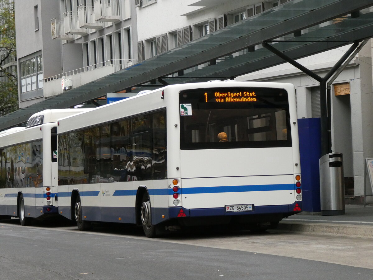 (229'586) - ZVB Zug - Nr. 505/ZG 84'505 - Lanz+Marti/Hess Personenanhnger am 22. Oktober 2021 beim Bahnhof Zug