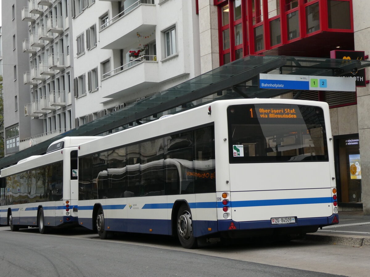 (229'600) - ZVB Zug - Nr. 509/ZG 84'509 - Lanz+Marti/Hess Personenanhnger am 22. Oktober 2021 beim Bahnhof Zug