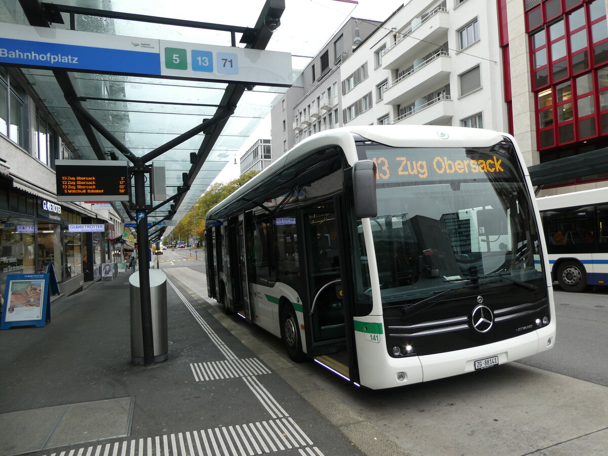 (229'602) - ZVB Zug - Nr. 141/ZG 88'141 - Mercedes am 22. Oktober 2021 beim Bahnhof Zug