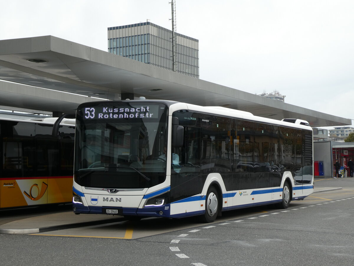 (229'932) - Odermatt, Rotkreuz - Nr. 227/ZG 29'445 - MAN am 30. Oktober 2021 beim Bahnhof Rotkreuz