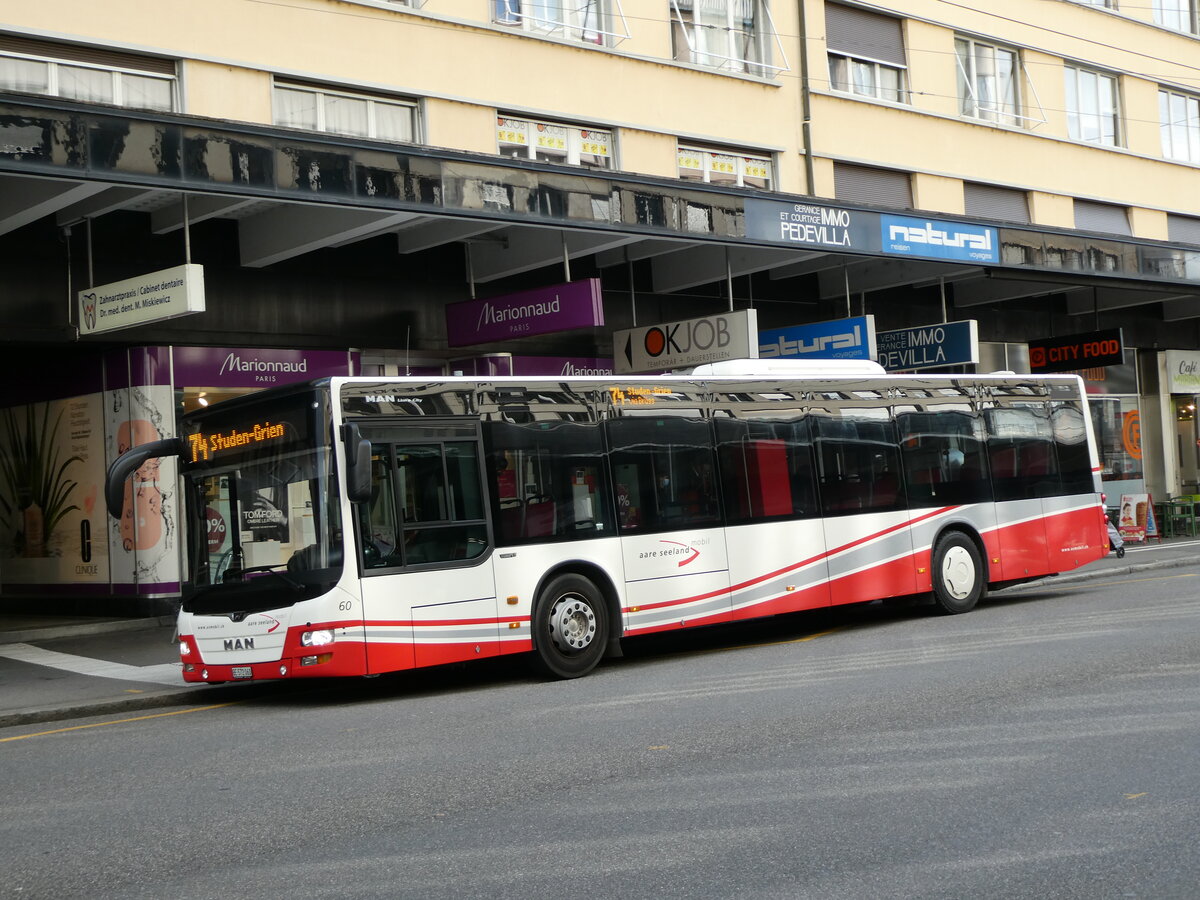 (230'111) - ASm Langenthal - Nr. 60/BE 572'060 - MAN am 8. November 2021 beim Bahnhof Biel