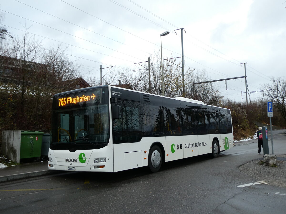 (231'101) - ATE Bus, Effretikon - Nr. 58/ZH 486'958 - MAN am 11. Dezember 2021 in Dietlikon, Bahnhof/Bad