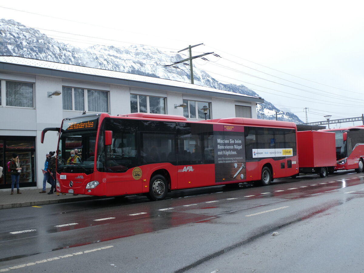 (231'960) - AFA Adelboden - Nr. 27/BE 26'773 - Mercedes am 9. Januar 2022 beim Bahnhof Frutigen