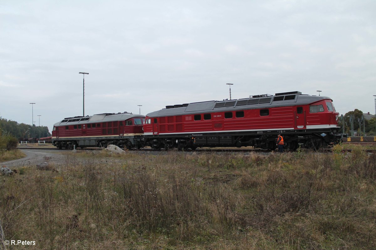 232 238 und 132 158 haben am morgens ein Kesselzug nach Marktredwitz gebracht, wärend das Lokpersonal sich ausruhe für die Rückleistung blieb Zeit für Portraiaufnahmen. 11.10.16