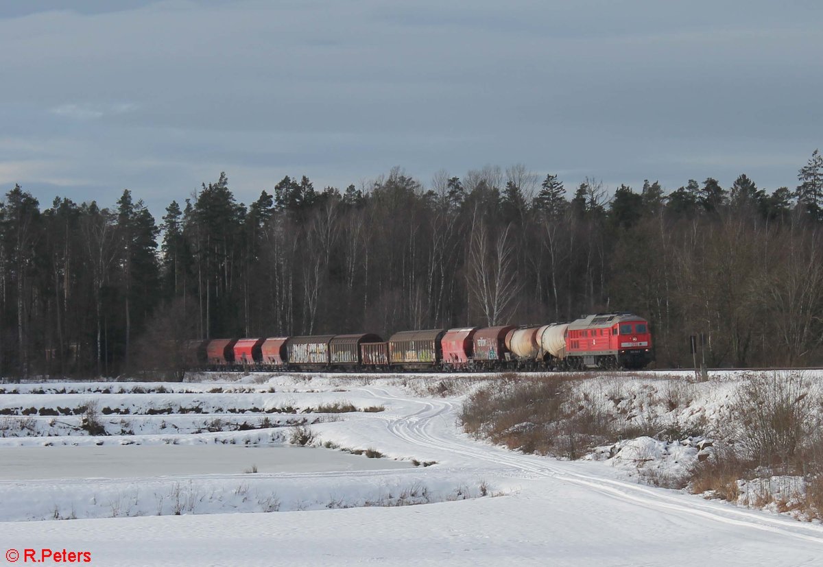 232 254 mit dem EZ 51716 Nürnberg - Senftenberg kurz vor Wiesau. 22.01.21