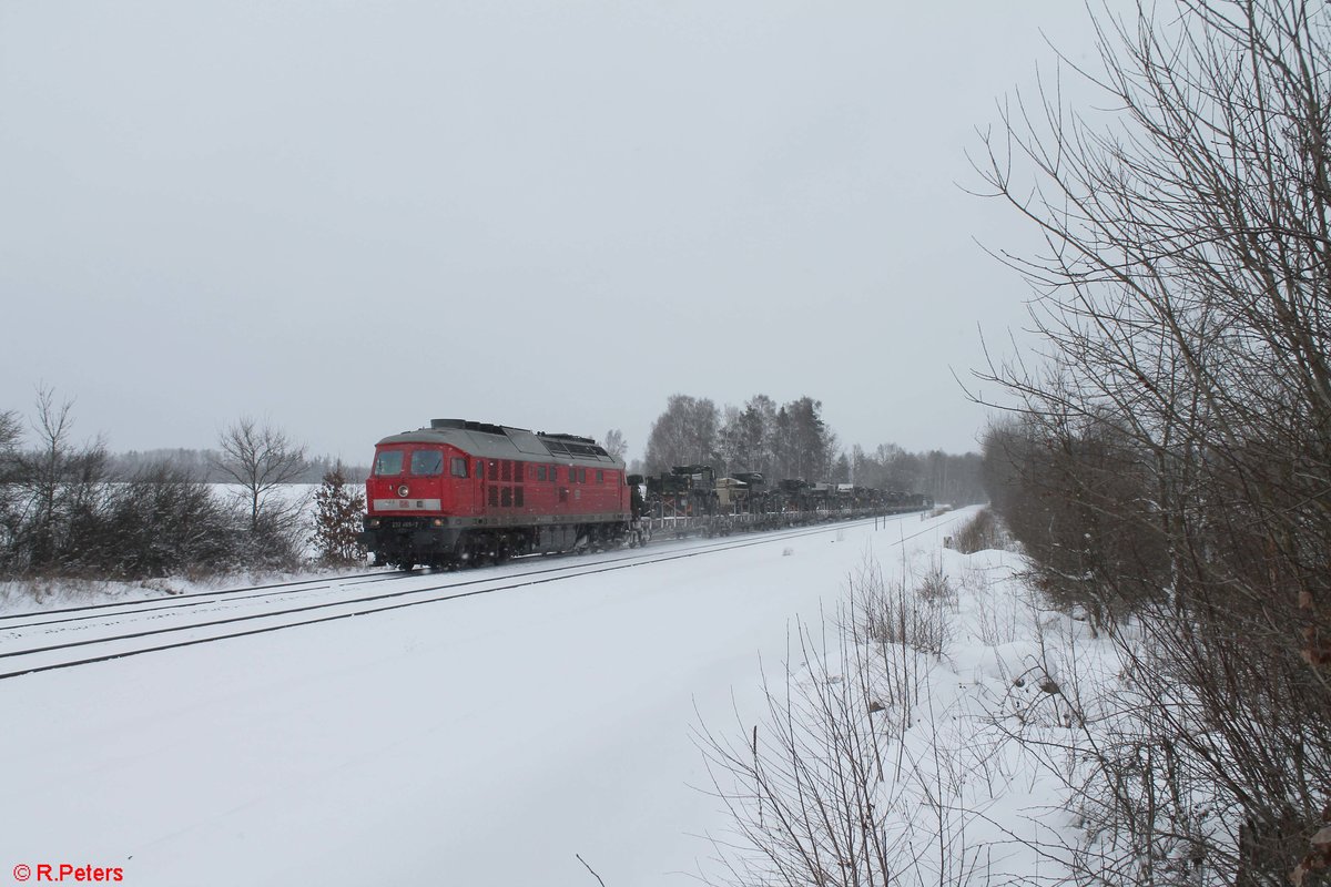 232 469 mit dem M 49334 nach Vilseck bei Schönfeld kurz vor Wiesau/Oberpfalz. 26.01.21