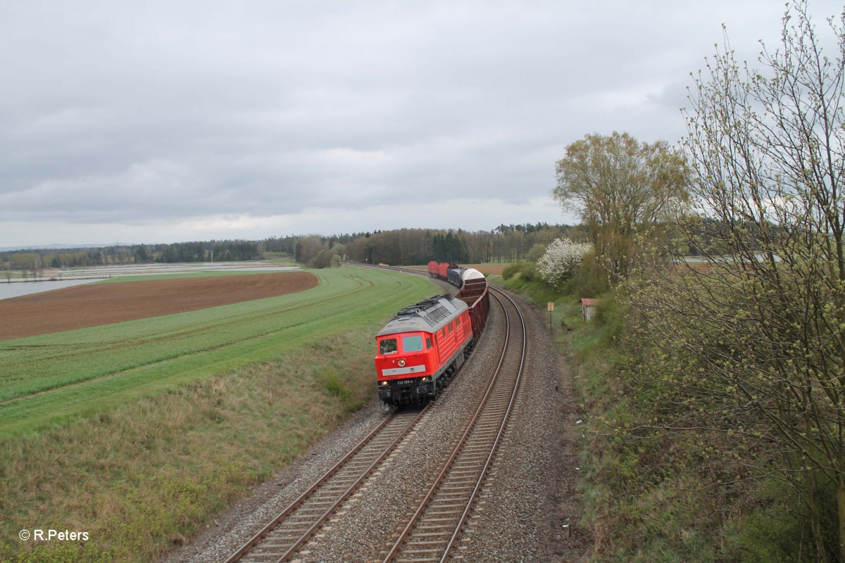 232 569-4 zieht bei Oberteich den kurzen 45365 Nürnberg - Cheb durch die Kurve. 15.04.14