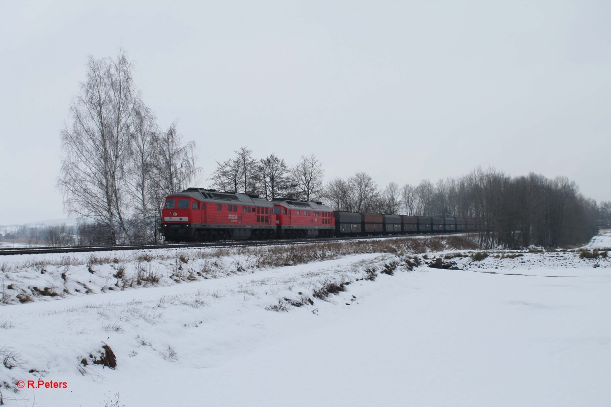 232 609-8 + 232 262-6 mit Koks aus Tschechien nach Nürnberg südlich von Wiesau. 08.12.13