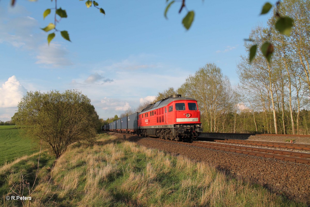 232 654-4 zieht den Containerzug 47396 Cheb - Altenschwand bei Schönfeld. 22.04.14