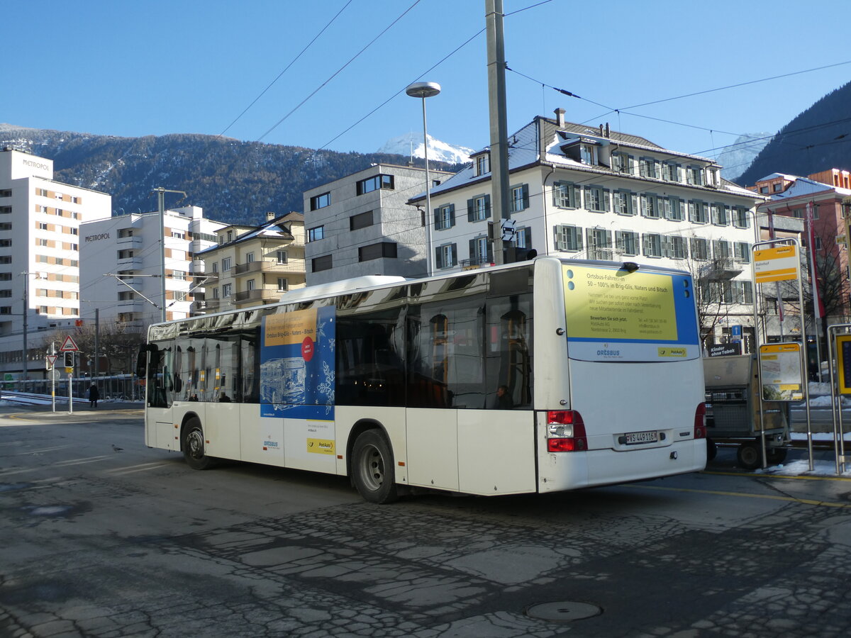 (232'247) - PostAuto Wallis - VS 449'116 - MAN am 21. Januar 2022 beim Bahnhof Brig