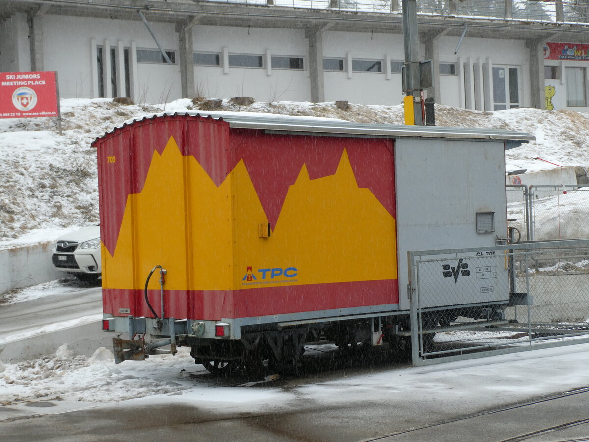 (232'595) - TPC/BVB-Gterwagen - Nr. 705 - am 31. Januar 2022 im Bahnhof Villars-sur-Ollon