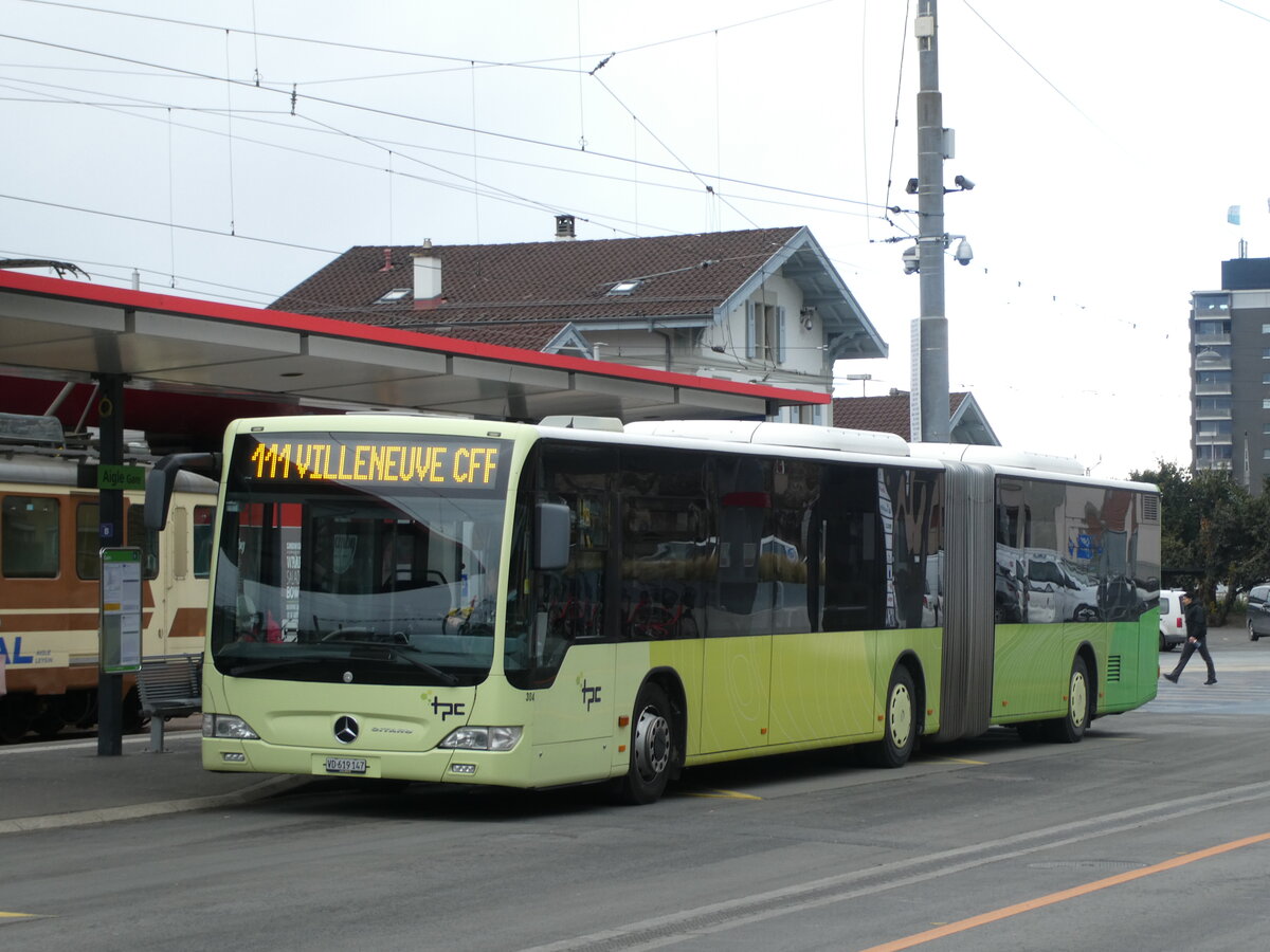 (232'614) - TPC Aigle - Nr. 304/VD 619'147 - Mercedes (ex Hrmann&Shne, D-Hamburg) am 31. Januar 2022 beim Bahnhof Aigle