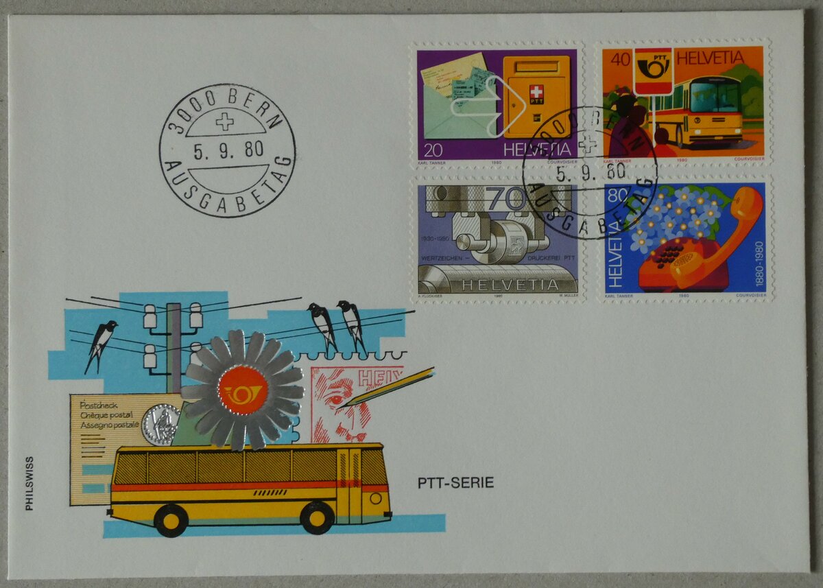 (232'750) - PTT-Briefumschlag vom 5. September 1980 am 7. Februar 2022 in Thun
