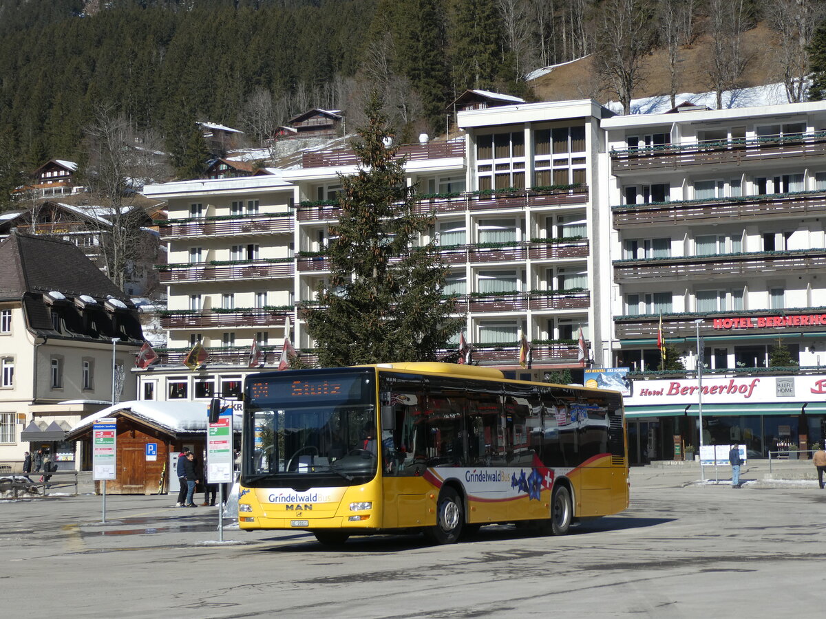 (232'832) - Grindelwaldbus, Grindelwald - Nr. 16/BE 28'821 - MAN am 13. Februar 2022 beim Bahnhof Grindelwald