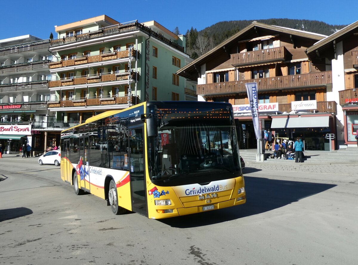 (232'873) - Grindelwaldbus, Grindelwald - Nr. 19/BE 363'305 - MAN/Gppel am 13. Februar 2022 beim Bahnhof Grindelwald