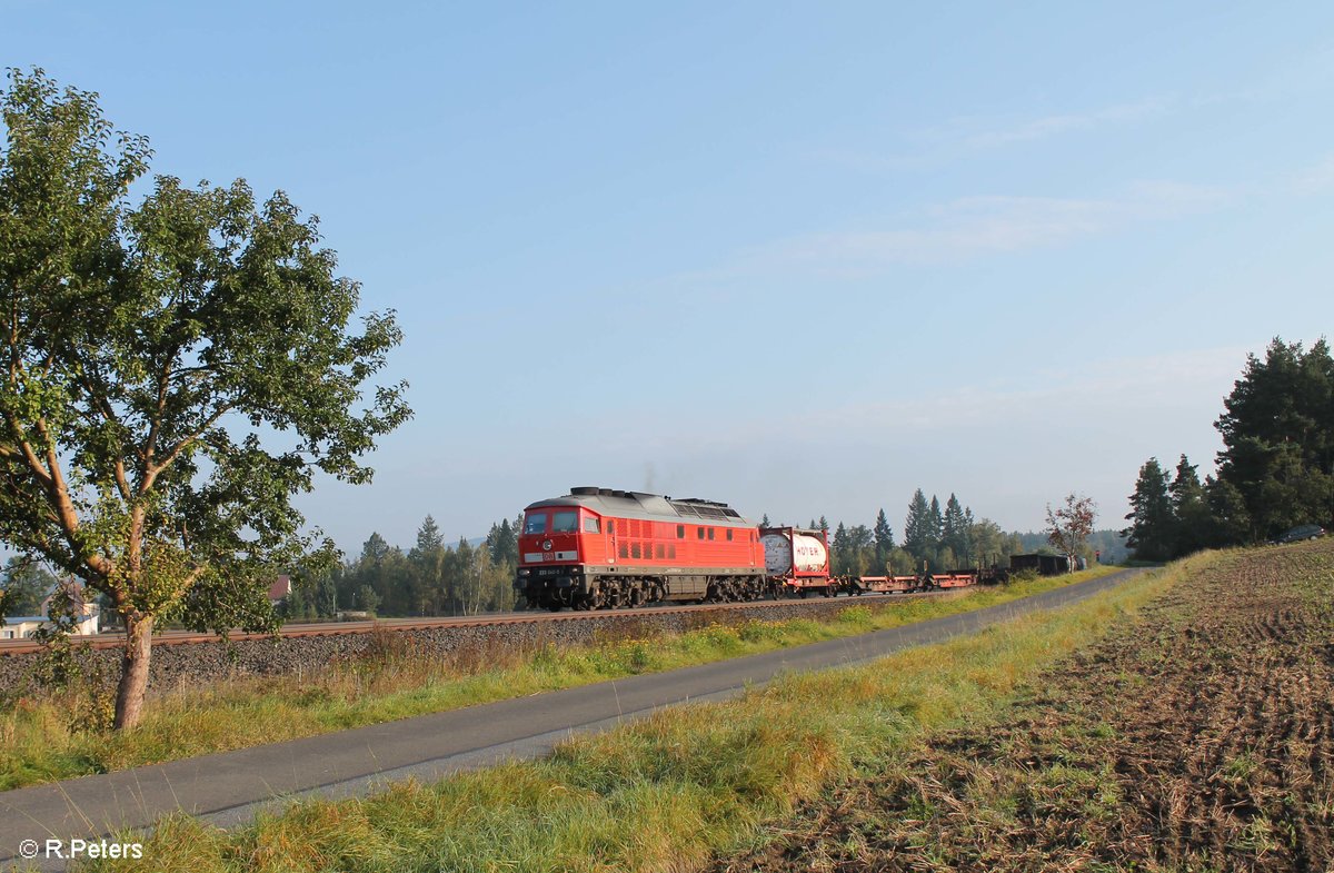 233 040-5 zieht ein kurzen Gterzug von Hof nach Nrnberg bei Marktleuthen. 23.09.17