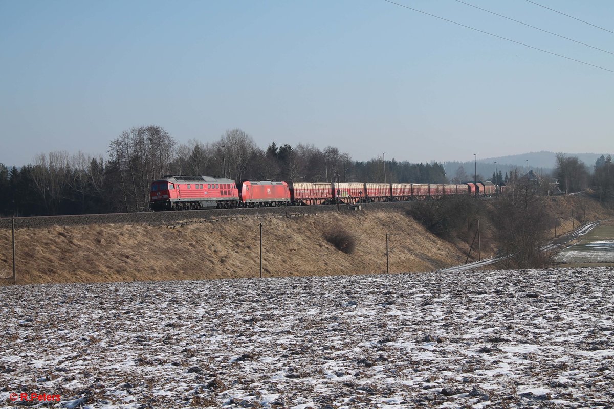 233 217 zieht den EZ716 Nrnberg - Zwickau samt 185 074 bei Pechbrunn. 21.02.18