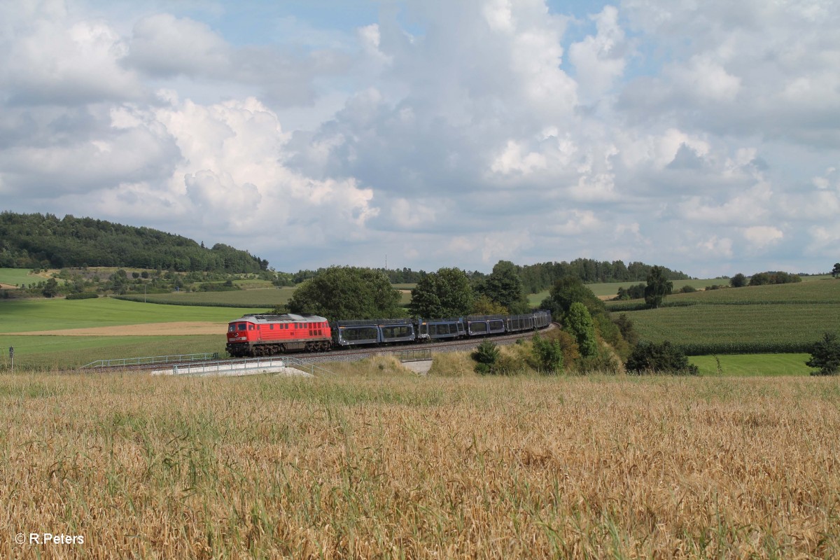 233 285-6 mit einem 49997 leer Autotransportzug nach Cheb bei Lengenfeld. 05.08.14