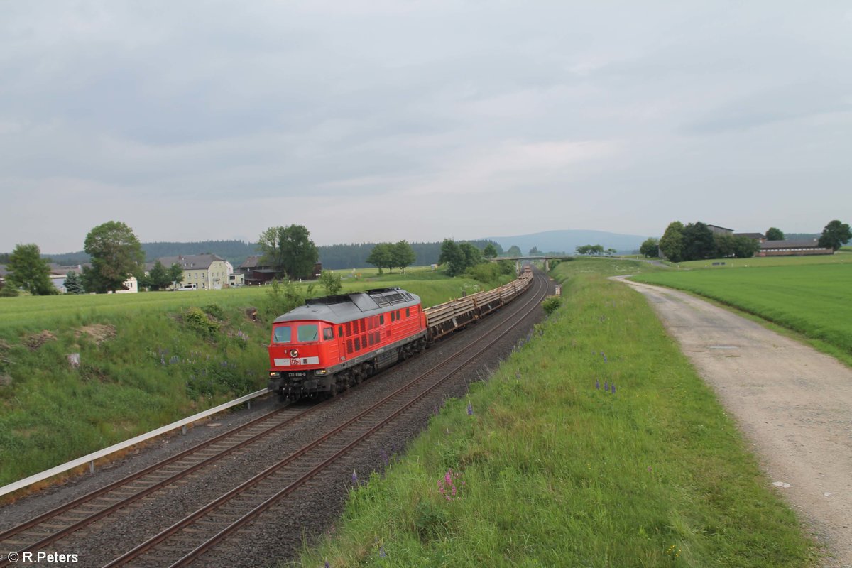 233 698 zieht den GB 62346 von Hof nach Nürnberg Hafen bei Neudes. 25.05.18