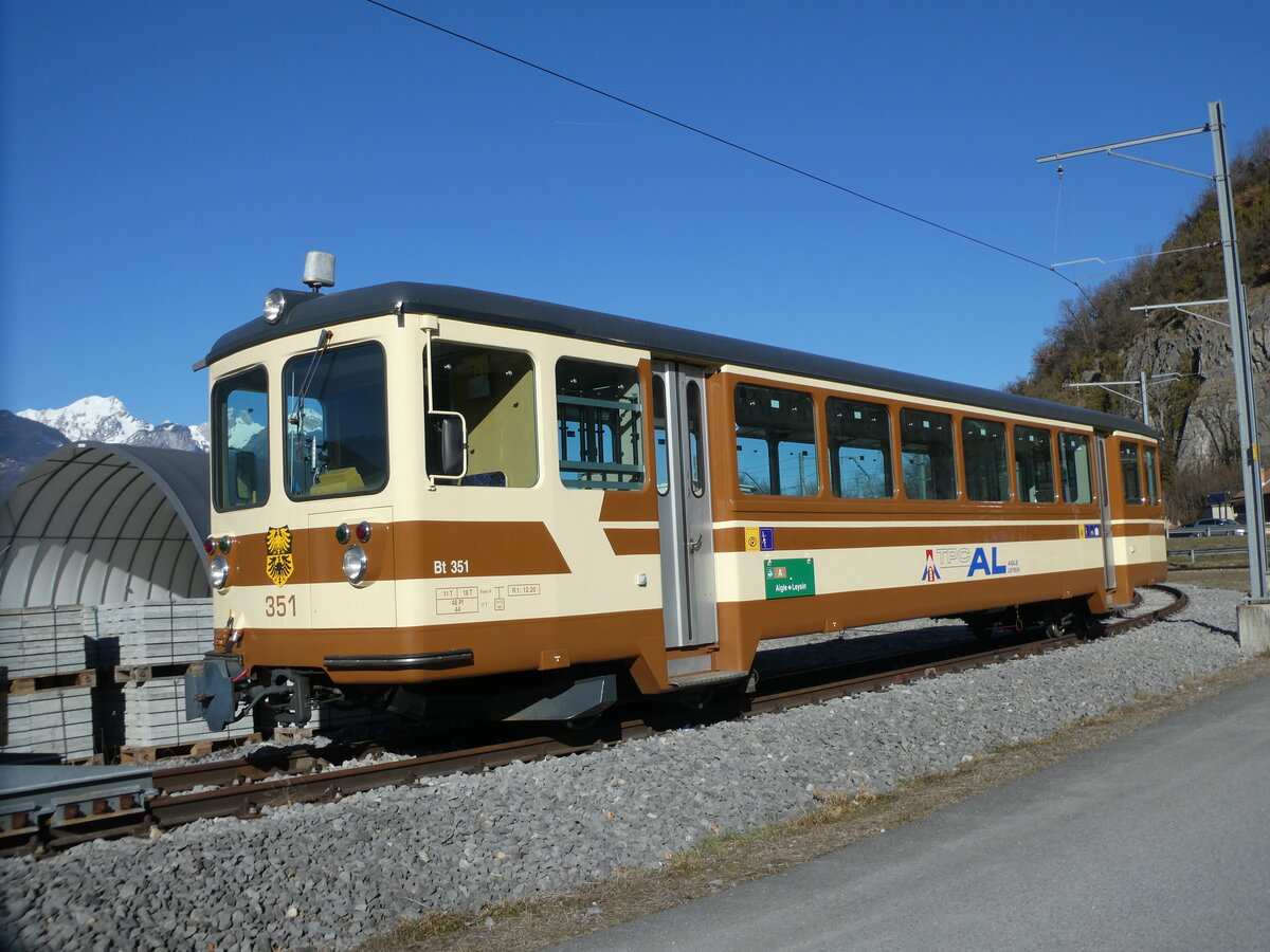 (233'149) - TPC/AL-Triebwagen - Nr. 351 - am 26. Februar 2022 in Aigle, Dpt