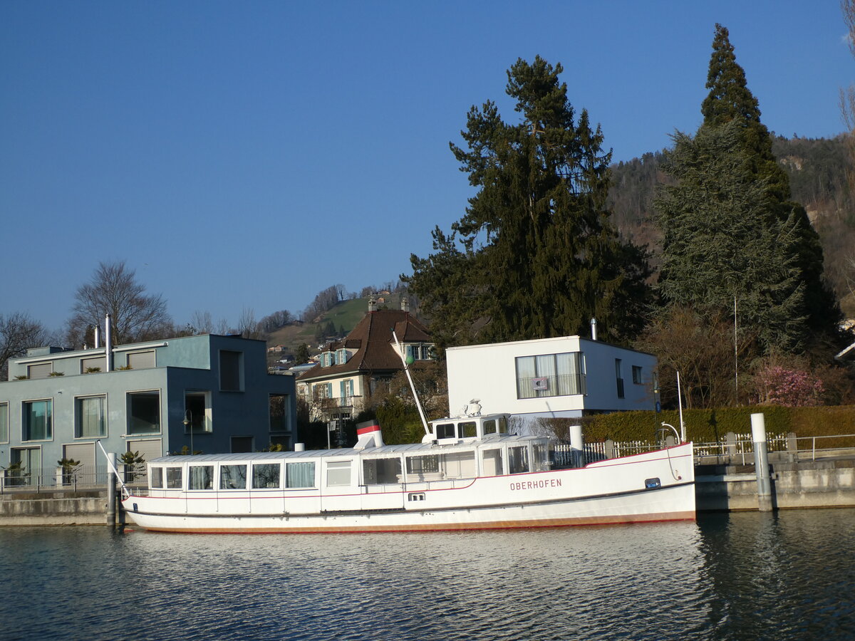 (233'365) - Motorschiff Oberhofen am 5. Mrz 2022 an der Schifflndte Thun