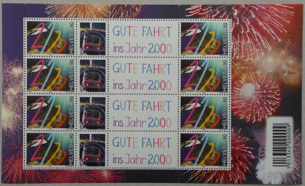 (233'399) - Milleniums-Briefmarkenbogen mit AFA Adelboden Nr. 4 am 6. Mrz 2022 in Thun (ungestempelt)
