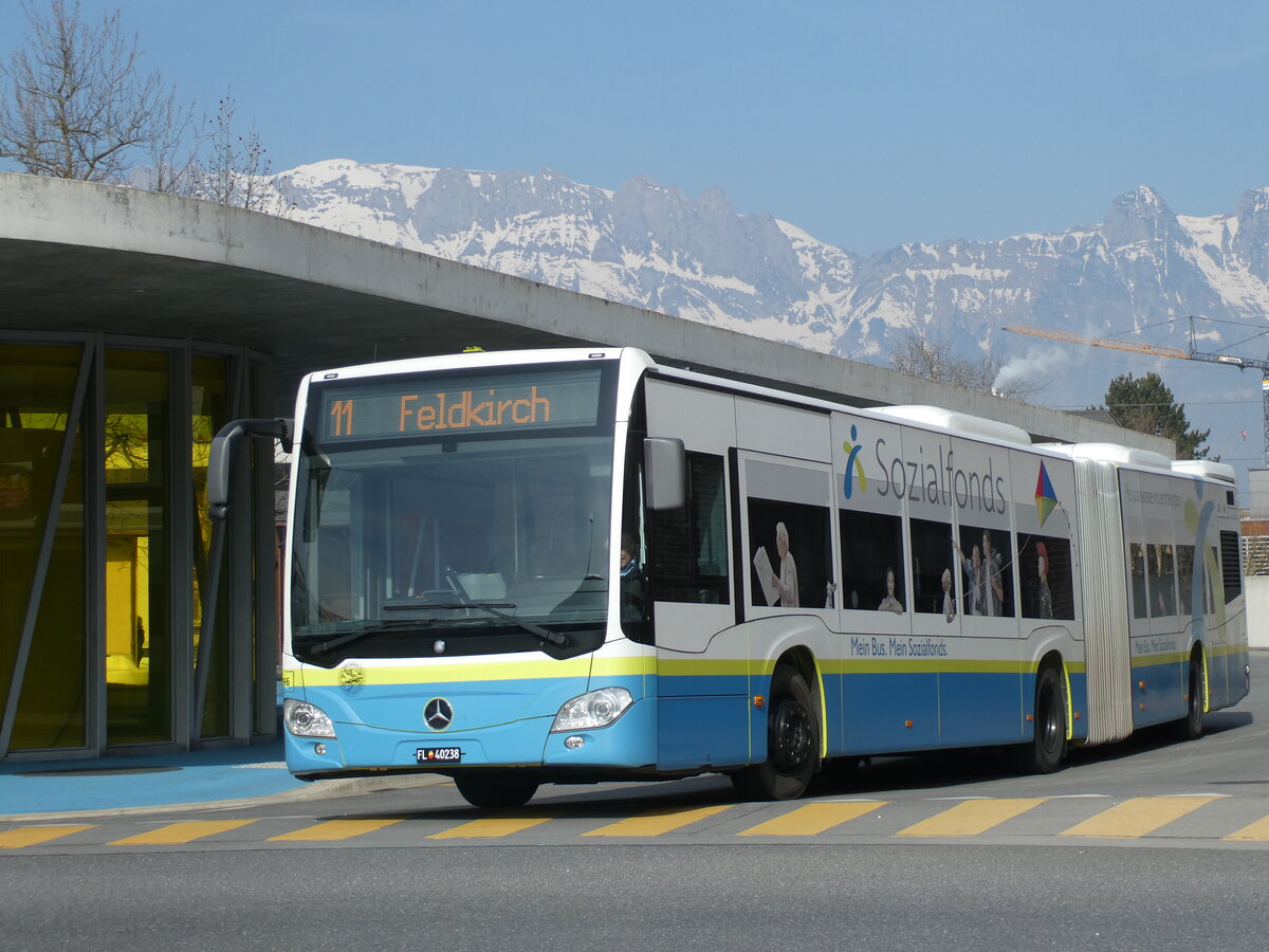 (233'535) - BOS PS Anstalt, Vaduz - Nr. 596/FL 40'238 - Mercedes (ex PLA Vaduz Nr. 66) am 8. Mrz 2022 beim Bahnhof Schaan