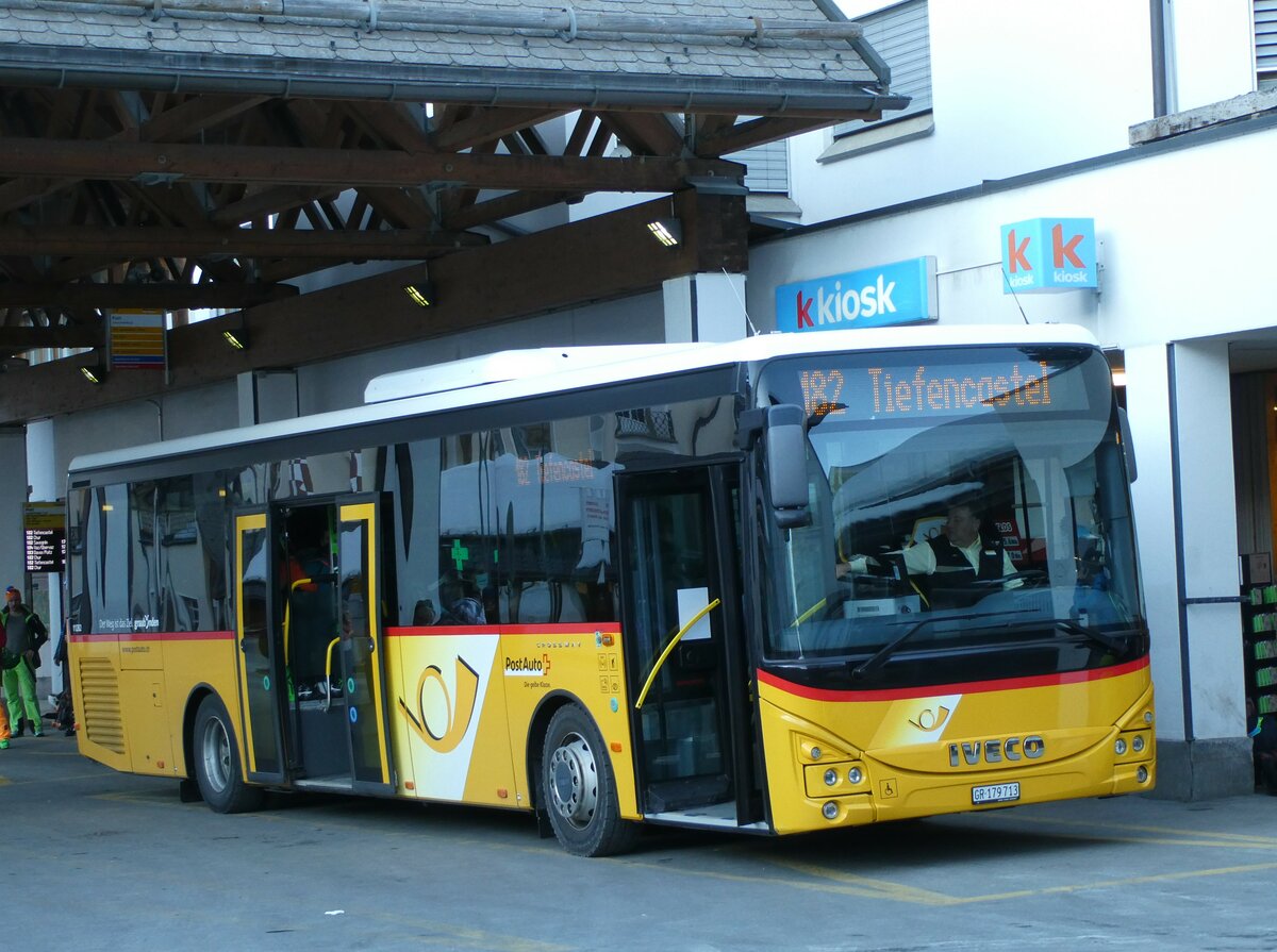 (233'629) - PostAuto Graubnden - GR 179'713 - Iveco am 9. Mrz 2022 in Lenzerheide, Post