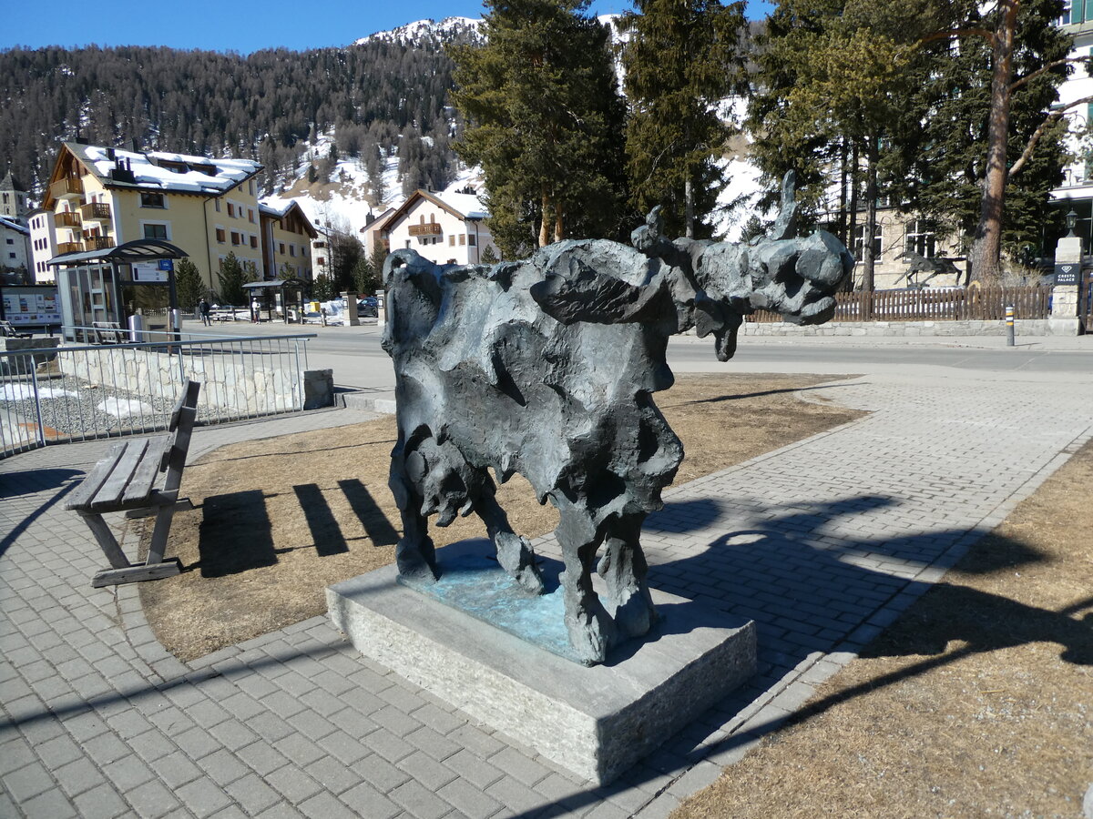 (233'653) - Die etwas andere Kuh am 10. Mrz 2022 in Celerina, Cresta Palace