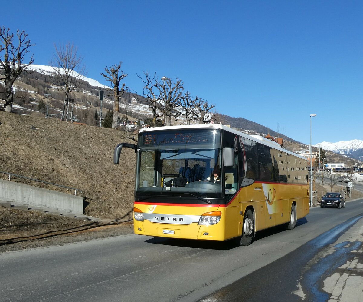 (233'720) - PostAuto Graubnden - GR 168'604 - Setra (ex Terretaz, Zernez; ex Gessinger, Bad Ragaz) am 10. Mrz 2022 in Scuol, Hotel Altana