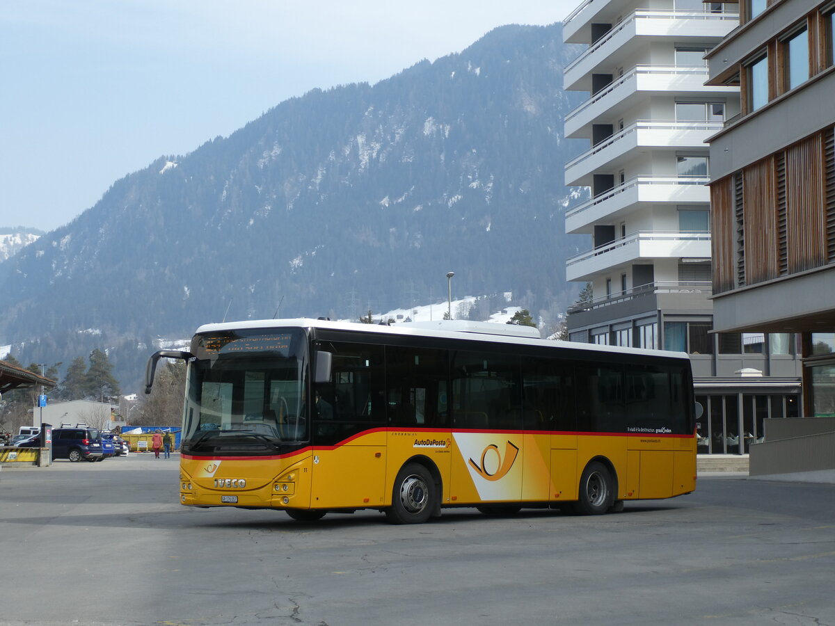 (233'800) - PostAuto Graubnden - Nr. 11/GR 176'057 - Iveco (ex Fontana, Ilanz Nr. 11) am 11. Mrz 2022 beim Bahnhof Ilanz